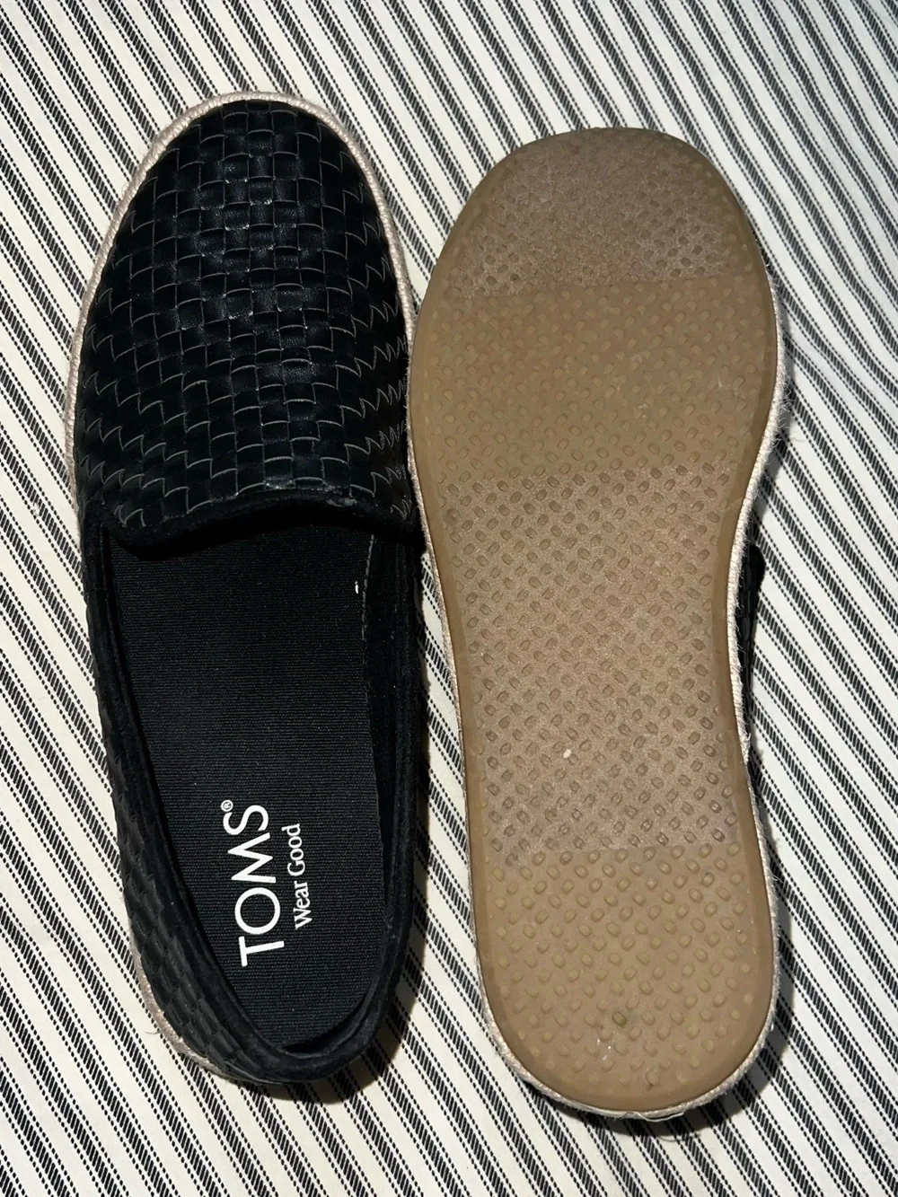 TOMS women’s Black Woven Slip-On Espadrille